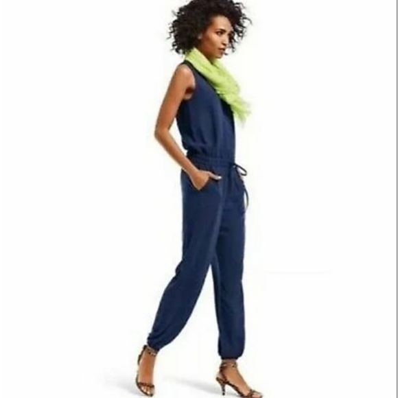 CAbi Pants - CAbi Navy Elastic Waist Sleeveless Jumpsuit